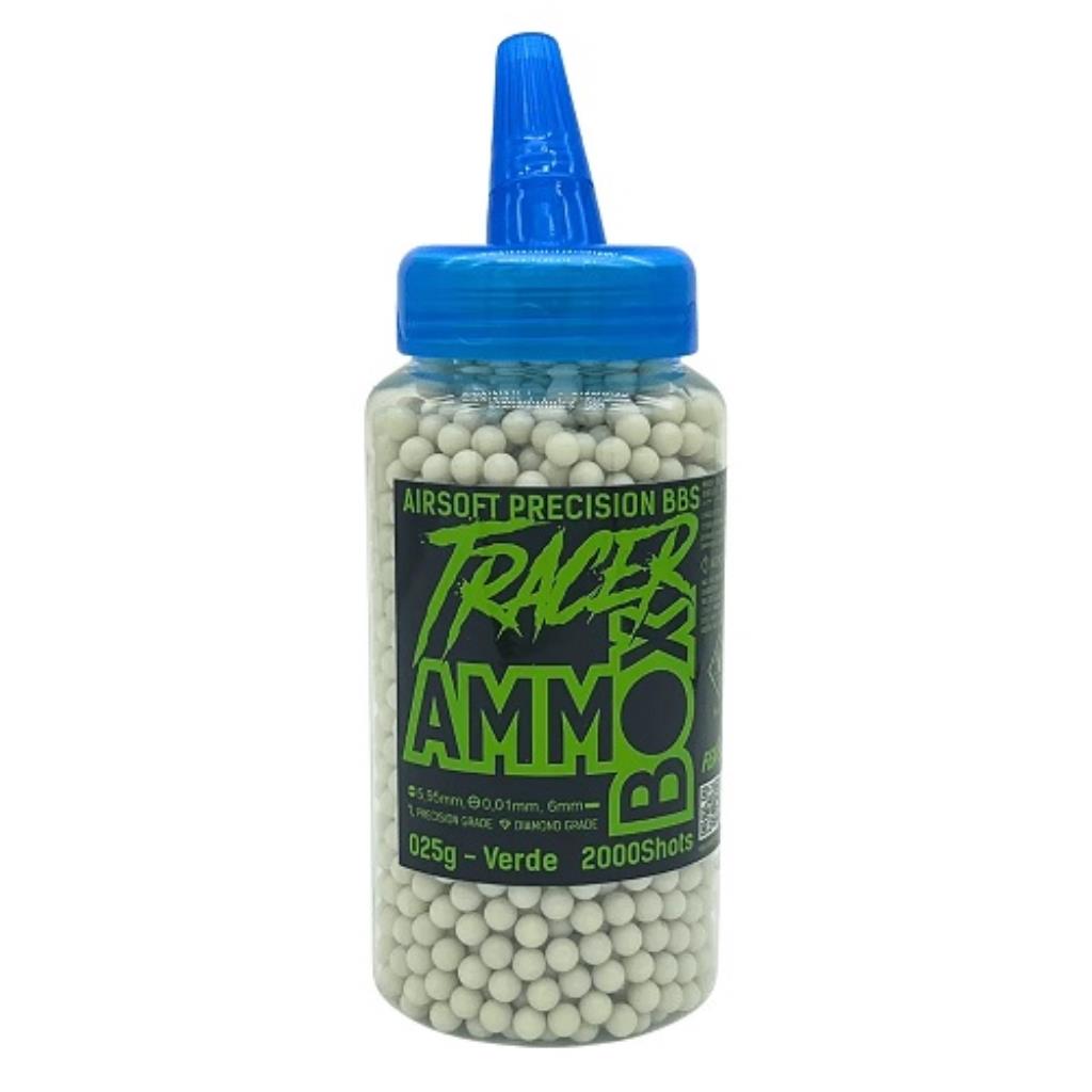 BBS BOLINHA DE AIRSOFT 6mm 0,25g TRACER 2000un – AMMO BOX