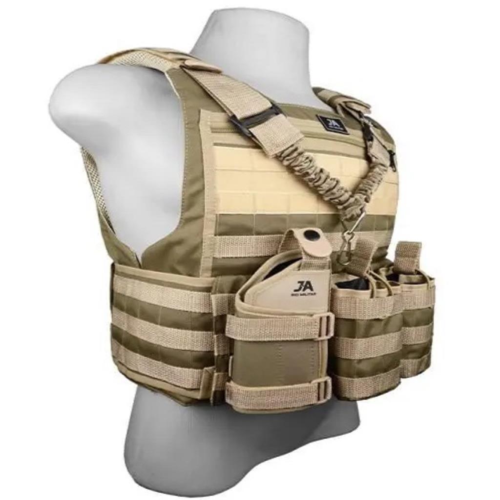 Colete Tático Modular nível 3a JA3 +5 acessórios Tan - J.A Rio Militar