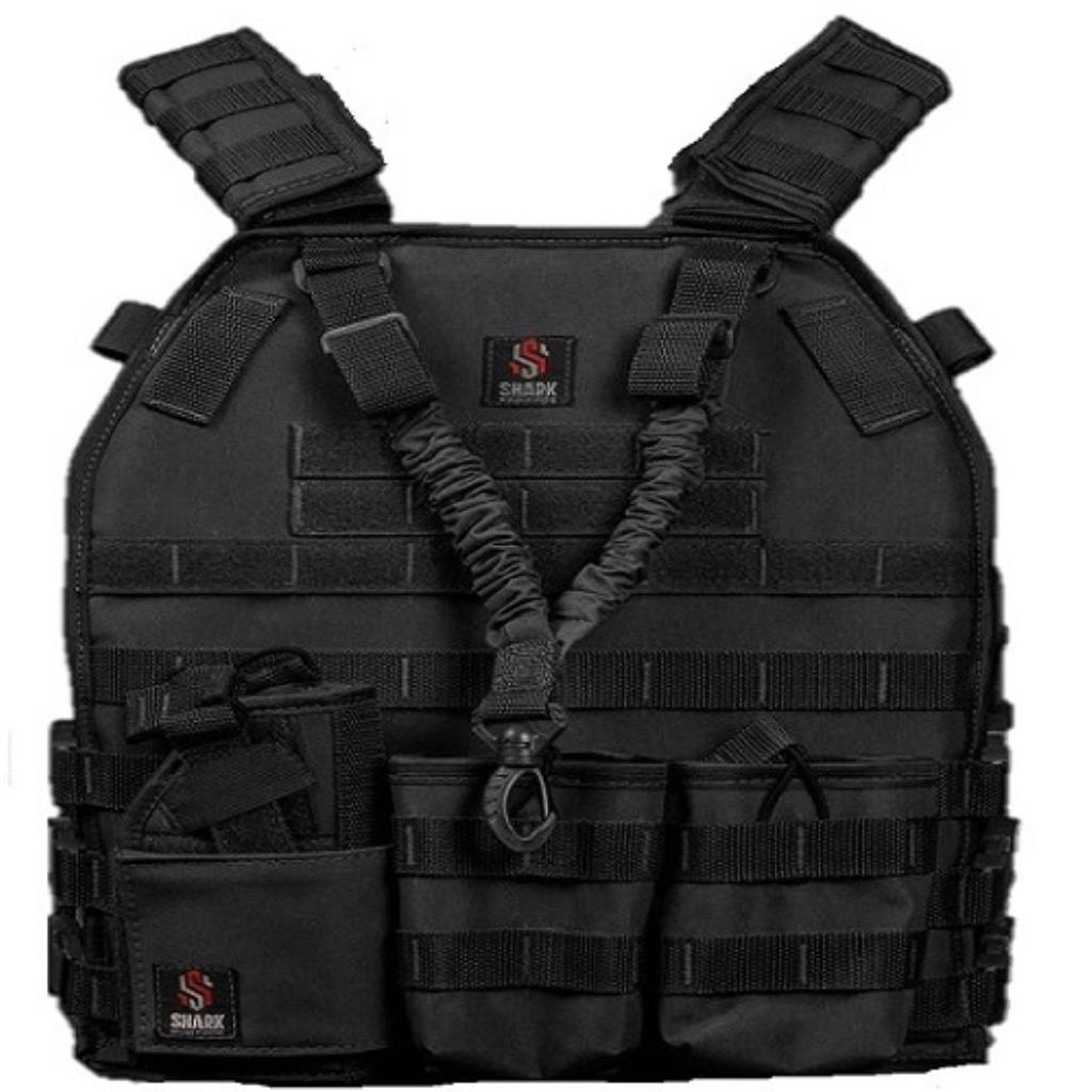 COLETE PLATE PRETO MODULAR COMPLETO + 5 ACESSÓRIOS MOLLE – SHARK