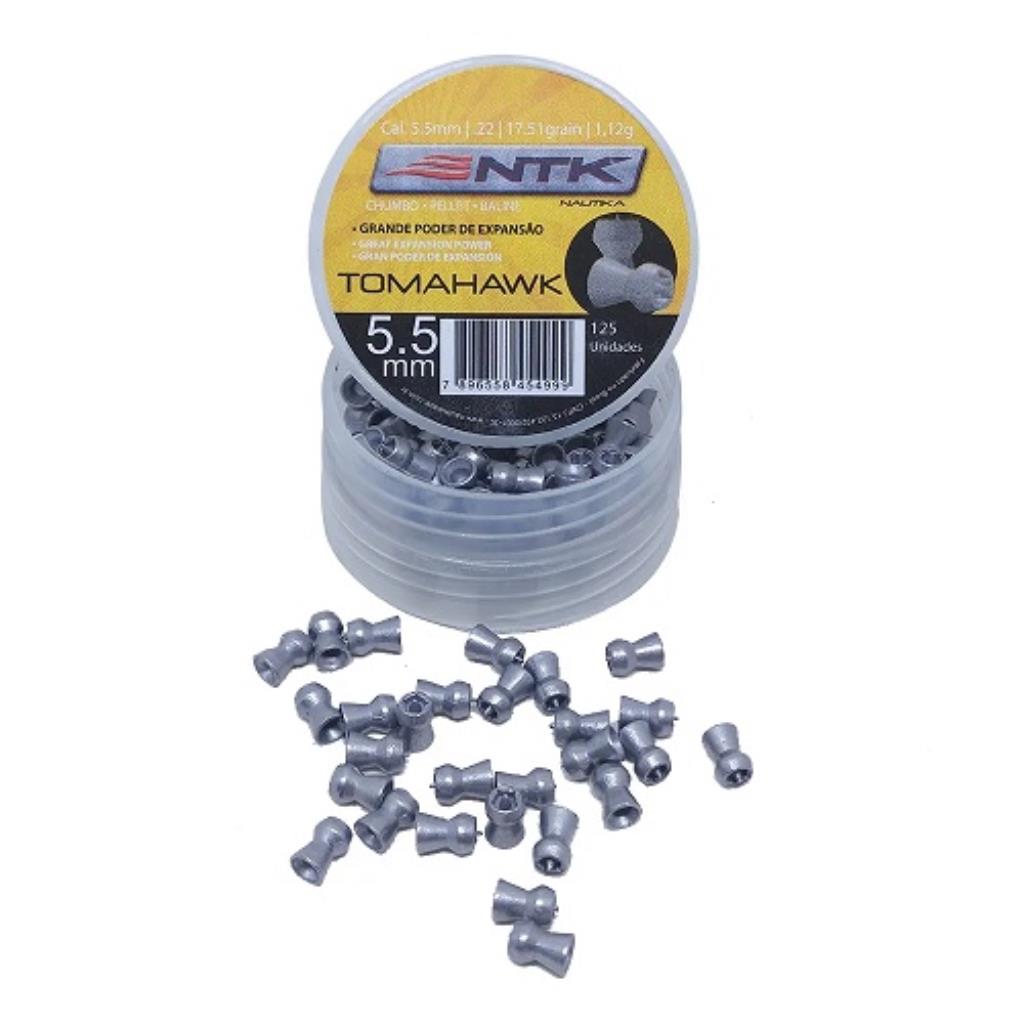 Chumbinho Tomahawk 5,5 mm TAG com grande poder de expansão - 125 peças