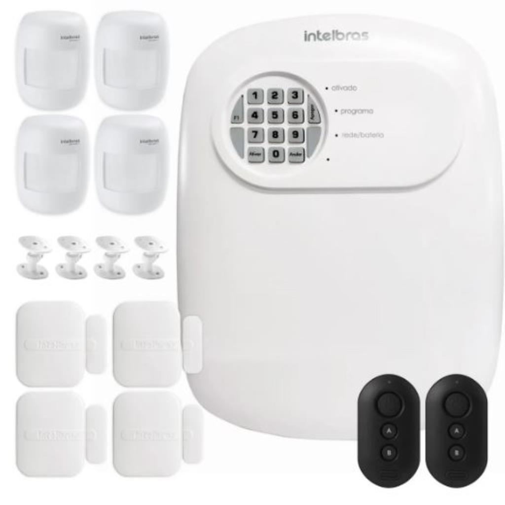 Kit Central de Alarme ANM 24 NET Intelbras + 4 Sensores XAS 4010 Smart + 4 Sensores IVP 2000 SF