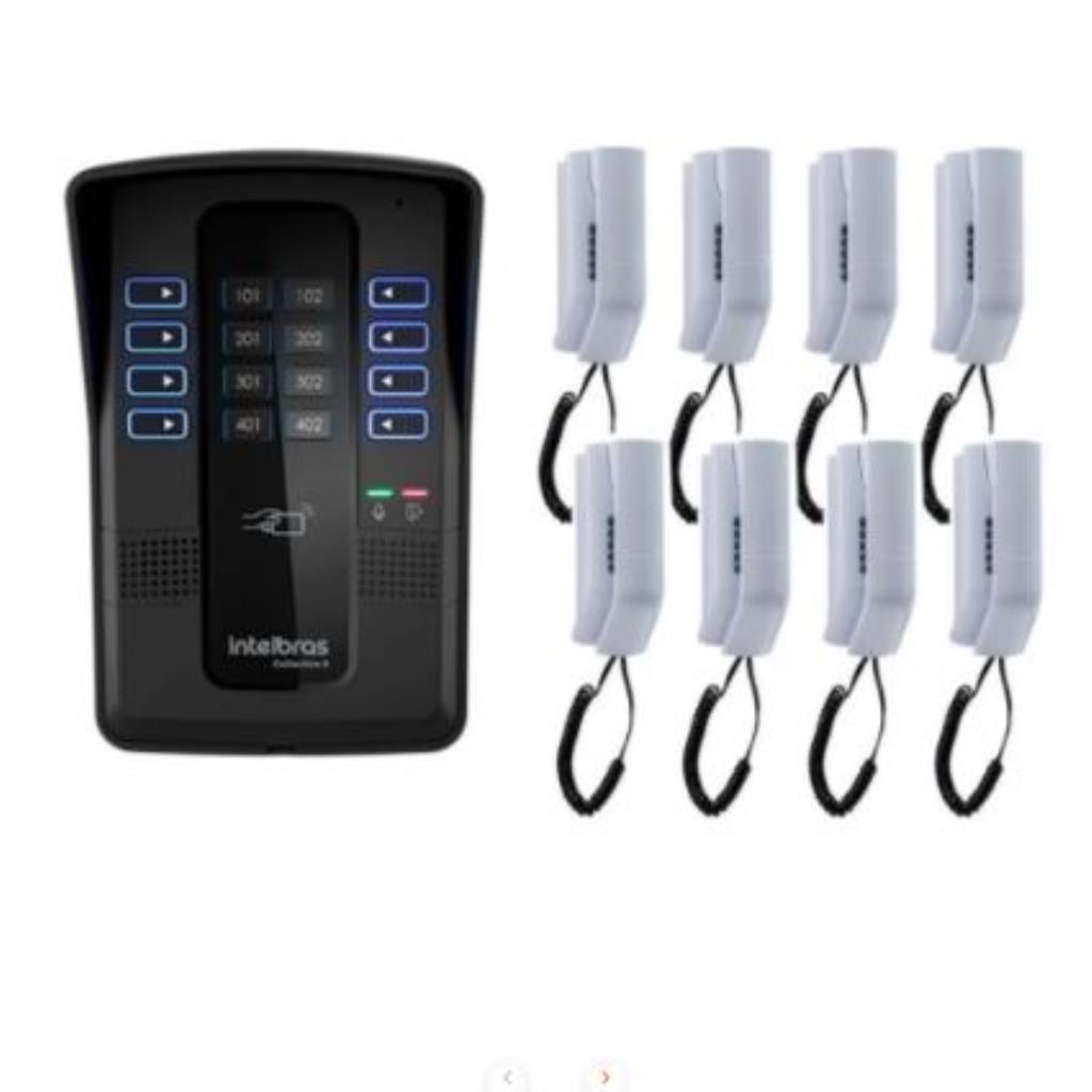 Kit Porteiro Eletrônico Coletivo 8 Pontos Intelbras Collective 8i - Central de Interfone Coletivo + Interfone Interno 8 Unidades