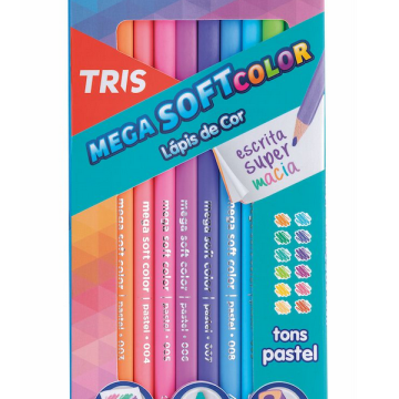 Lápis de Cor Pastel Tris Mega Soft 12 Cores