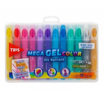 GIZ MEGA GEL COLOR RETRATIL 12 CORES metálicas TRIS