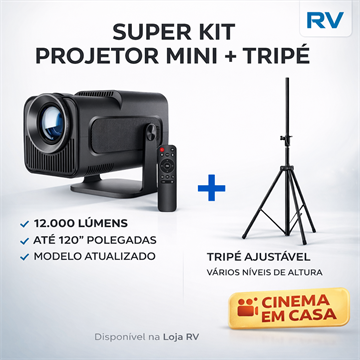 SUPER KIT PROJETOR MINI + TRIPÉ AJUSTÁVEL | CINEMA EM CASA