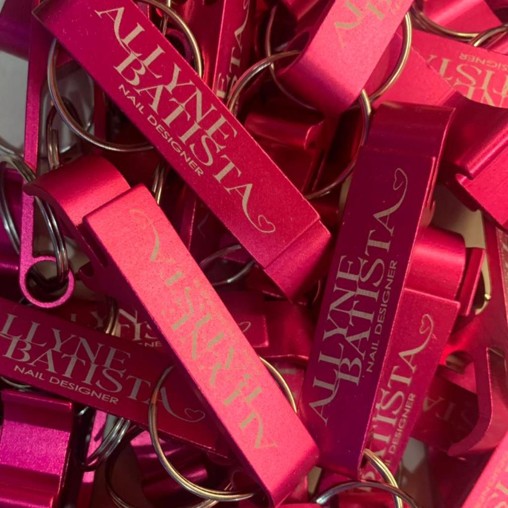 Kit 15 Chaveiros (Rosa) - Personalizado com Logo