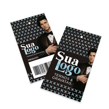 Tags Padrão Furo Executiva Couchê 300g Verniz Localizado e Lam Fosca Frente e Verso