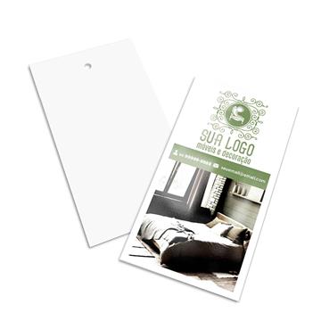 Tags Padrão Furo Executiva Couchê 300g Verniz Uv Total Frente