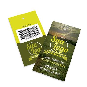 Tags Padrão Furo Executiva Couchê 300g Verniz Localizado e Lam Fosca Frente