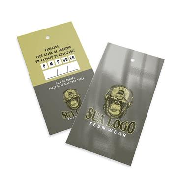 Tags Padrão Furo Executiva Couchê 300g Verniz Uv Total Frente