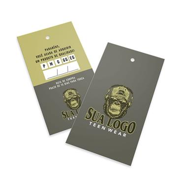 Tags Padrão Furo Executiva Couchê 300g Laminação Fosca Frente e Verso