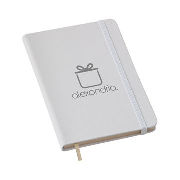 Caderneta Moleskine Grande – Branco – 80 Folhas com Pauta – Personalização a Laser Cinza