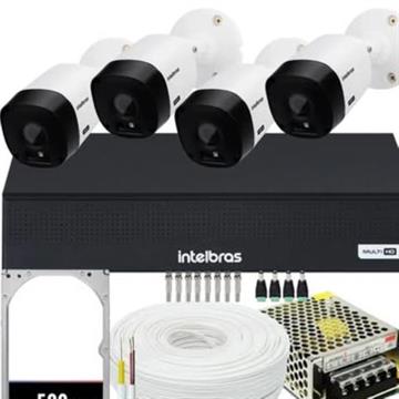 Kit Cftv 4 Câmeras Segurança Intelbras Dvr 4 Canais