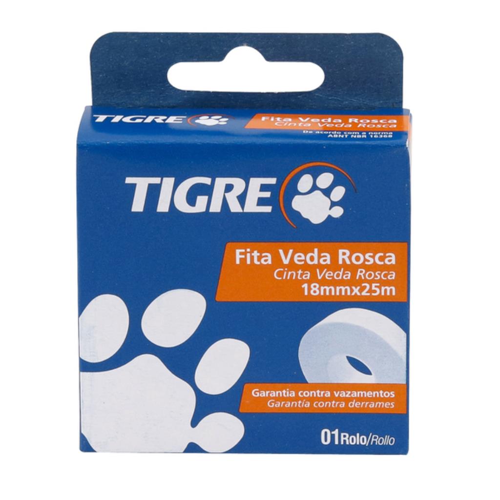 Fita Veda Rosca 18mm x 25m Tigre – Vedação Perfeita para Conexões Hidráulicas