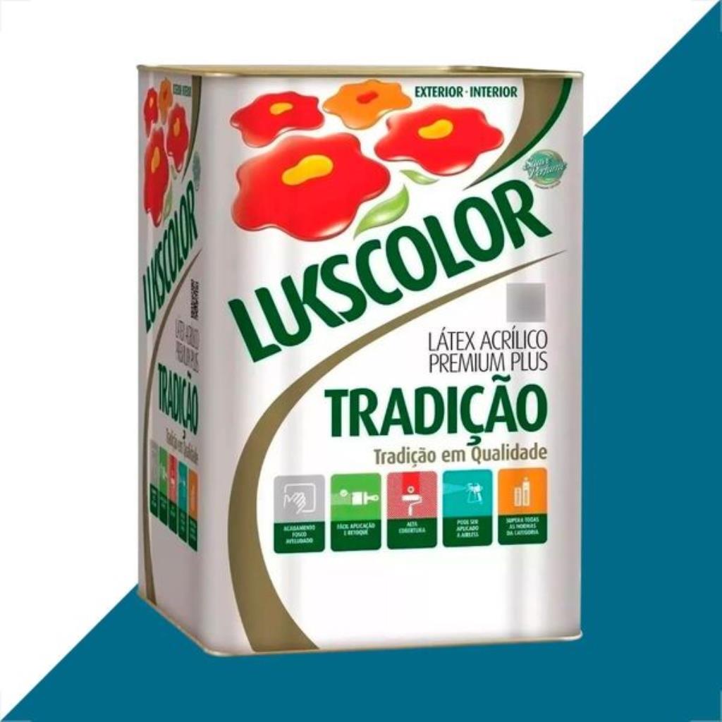 Tinta Latex Lukscolor Tradição Acrílico Premium Fosco Azul 18L – Máxima Cobertura e Durabilidade