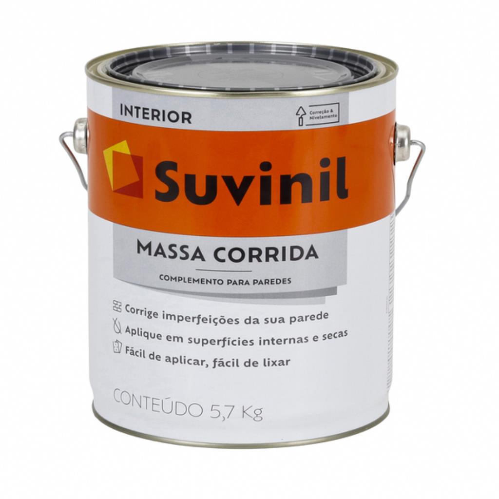 Massa Corrida Suvinil 5,7kg Branco – Nivelamento Perfeito e Fácil Lixamento para Ambientes Internos