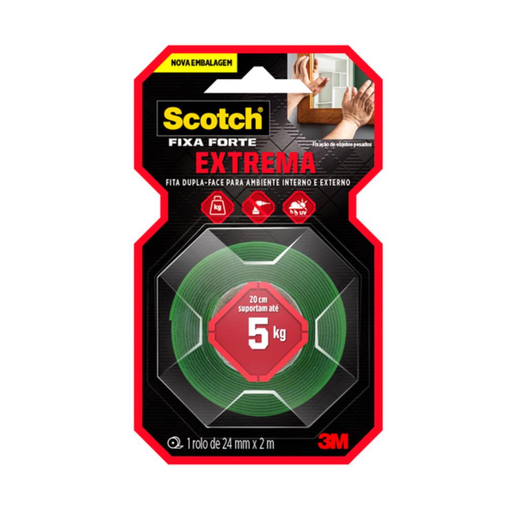 Fita Dupla Face 3M Scotch Fixa Forte Fixação Extrema 24mm x 2m – Suporta até 5kg