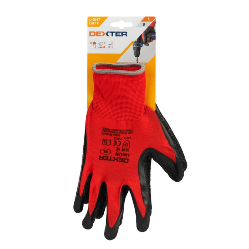 Luva de Proteção Mecânica Dexter Látex e Nylon – Tamanho G com CA
