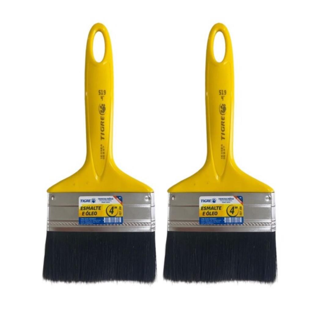 Kit 2 Trincha Pincel Tigre 4'' – Acabamento Profissional e Cobertura Ágil