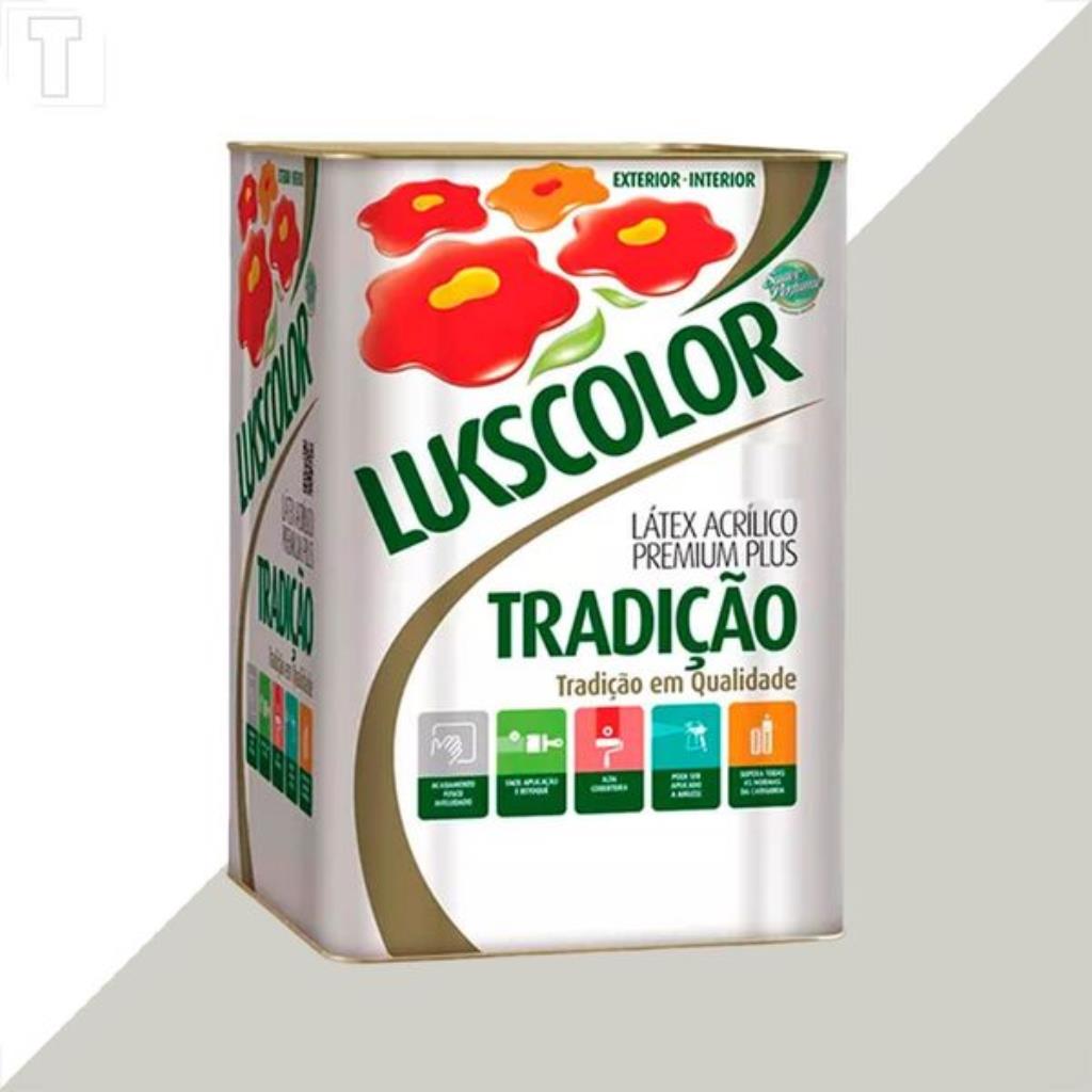 Tinta Latex Lukscolor Tradição Acrílico Fosco 18L Crômio – Alta Cobertura e Acabamento Sofisticado