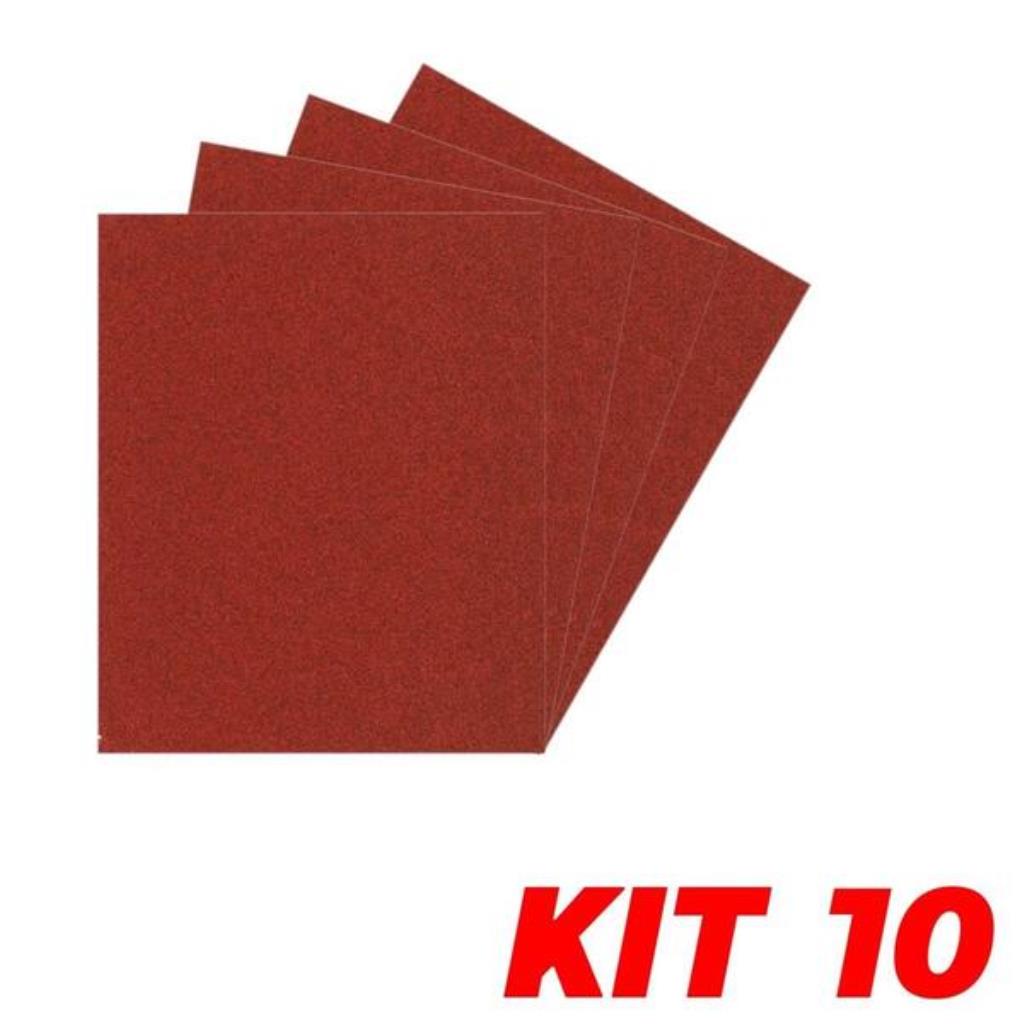 Kit 10 Lixas Ferro/Massa Grão 80 para Paredes e Gesso – 225mm x 275mm