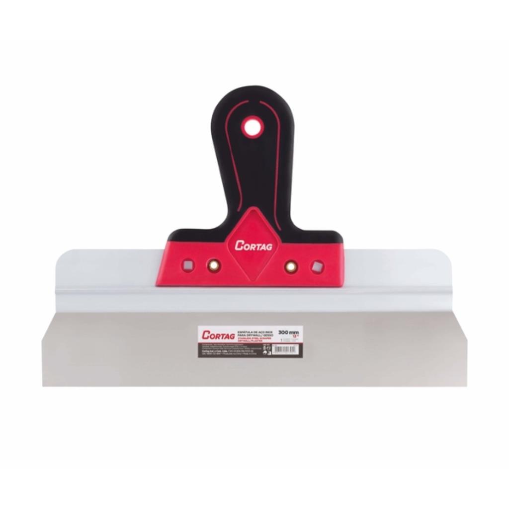 Espátula de Aço Inox 300mm Cortag – Aplicação e Nivelamento para Massa Corrida e Gesso
