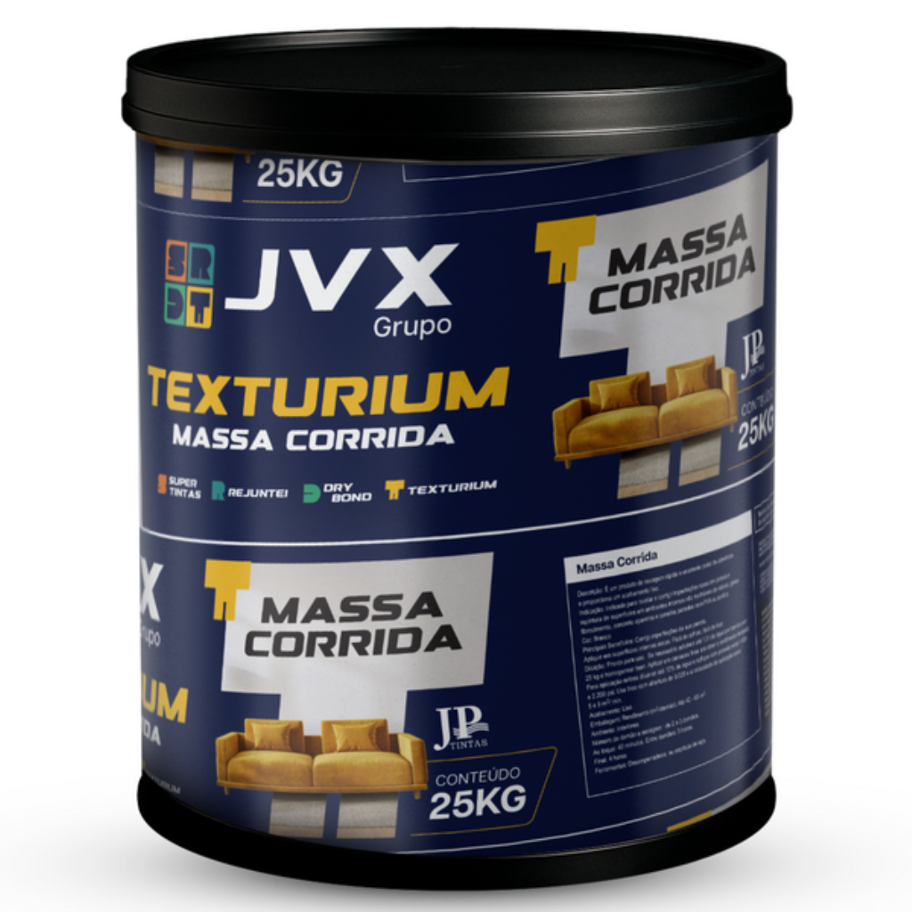 Massa Corrida JVX 25kg Barrica – Alto Poder de Enchimento e Economia para Ambientes Internos