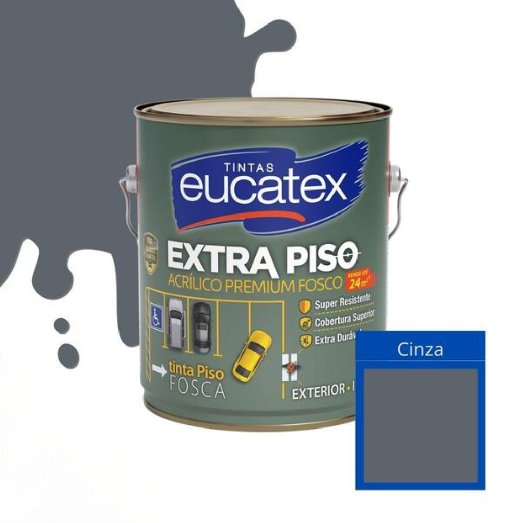 Tinta para Piso Eucatex Premium Extra Piso 3,6L Cinza – Alta Resistência e Durabilidade