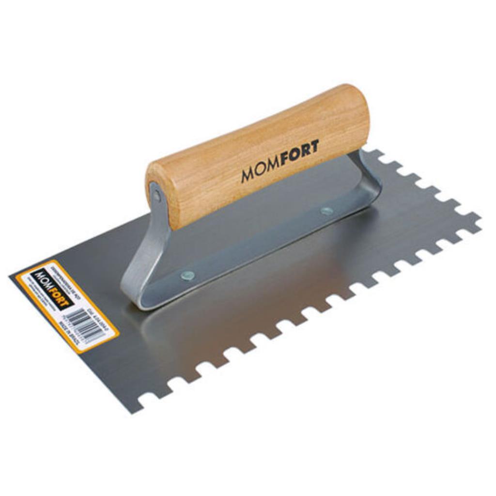 Desempenadeira de Aço Dentada 12x24cm Momfort – Aplicação de Argamassa e Assentamento