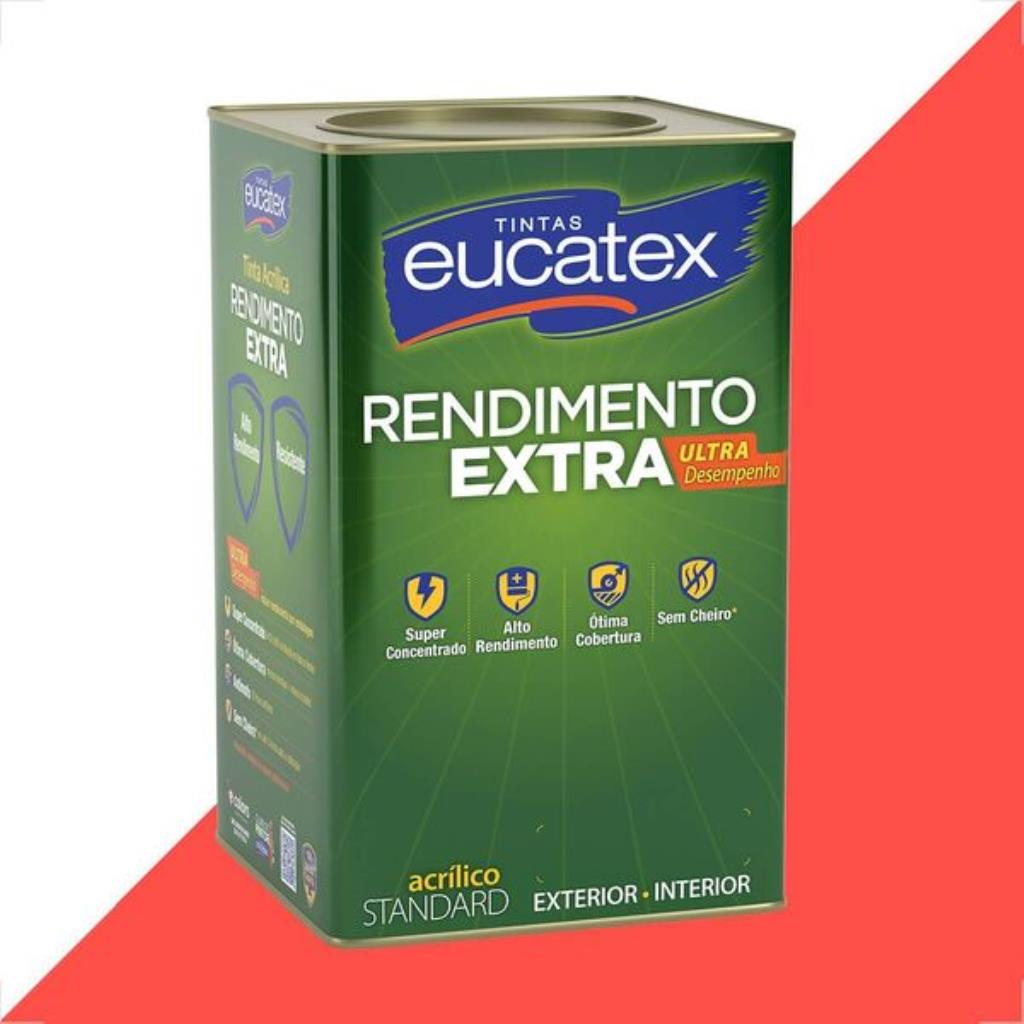 Tinta Latex Eucatex Rendimento Extra Vermelho Cardinal 18L – Cor Vibrante e Alta Diluição