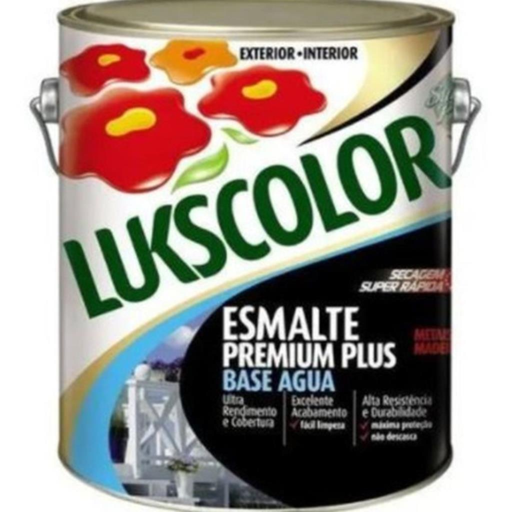 Tinta Esmalte Premium Plus Base Água Lukscolor 3,6L – Branco Acetinado – Sem Cheiro