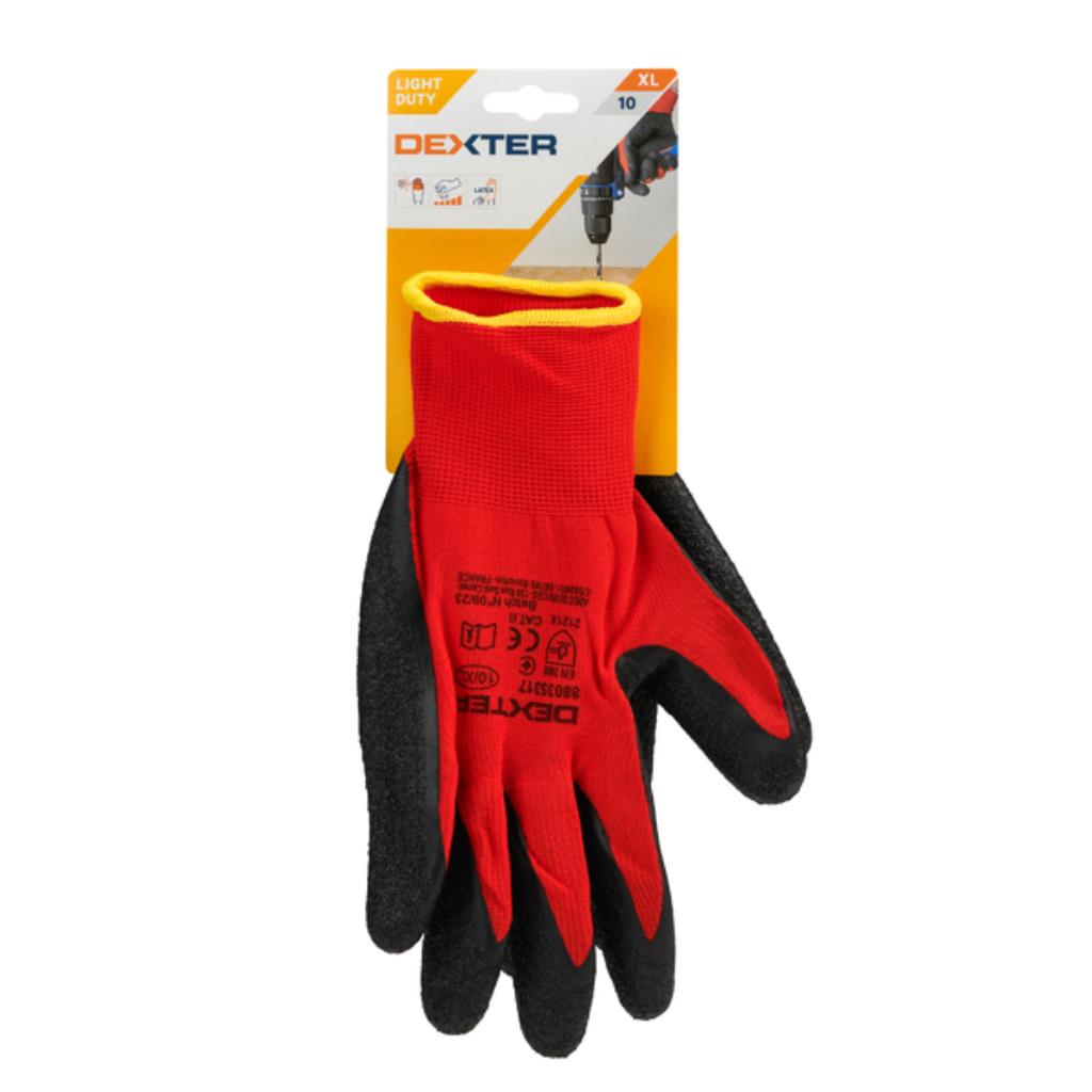 Luva de Proteção Mecânica Dexter Látex e Nylon Touchscreen – Tamanho XG com CA
