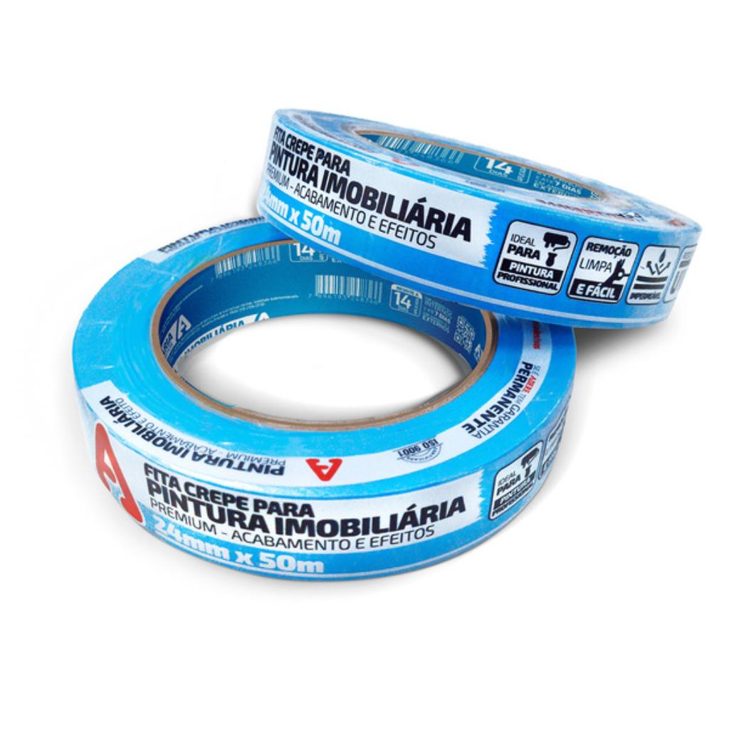 Fita Crepe Azul Neon 24mm x 50m Adere – Mascaramento de Alta Visibilidade e Performance
