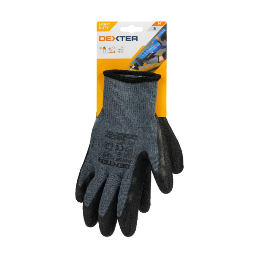 Luva de Proteção Mecânica Dexter Látex e Nylon – Tamanho M com CA