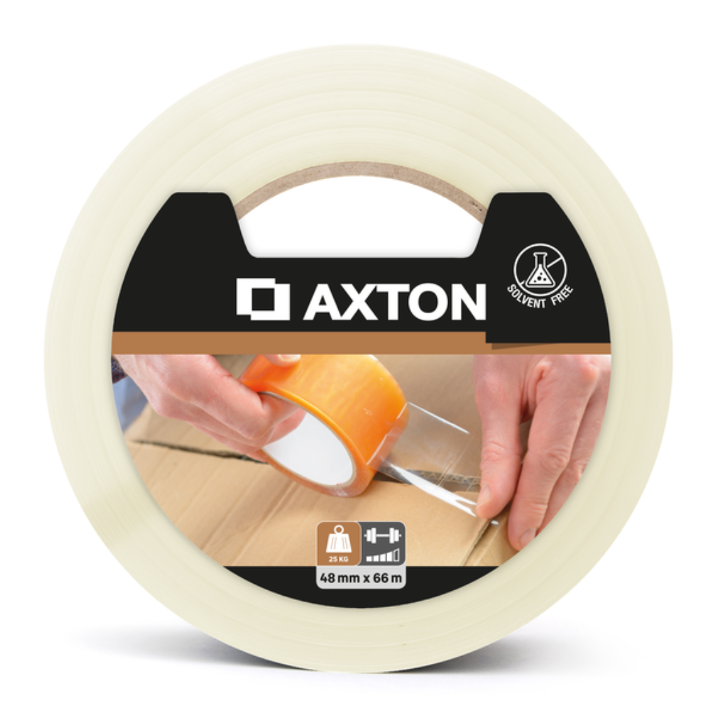 Fita Adesiva Transparente 48mm x 66m Axton – Empacotamento Premium em Polipropileno