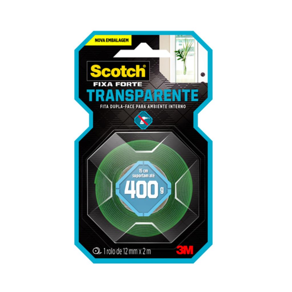 Fita Dupla Face 3M Scotch Fixa Forte Transparente 12mm x 2m – Fixação Invisível