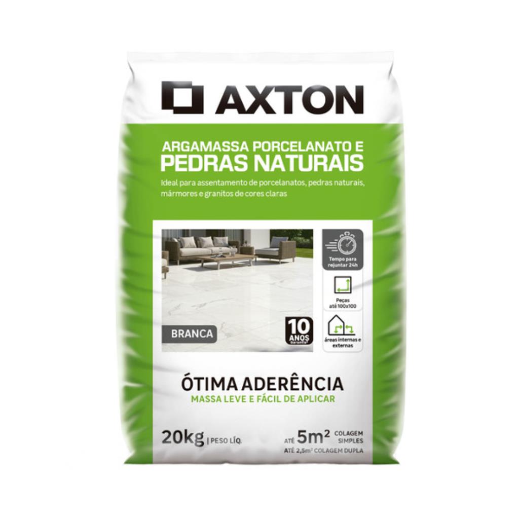 Argamassa Axton Cerâmica, Porcelanato e Pedras 20kg Branca – A Perfeição Invisível e Ultra-Resistente para seus Revestimentos de Elite