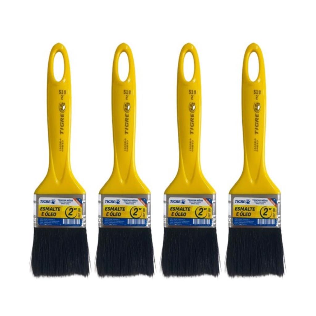 Kit 4 Trinchas Pincel para Pintura 2'' Tigre – Ideal para Esmalte e Óleo