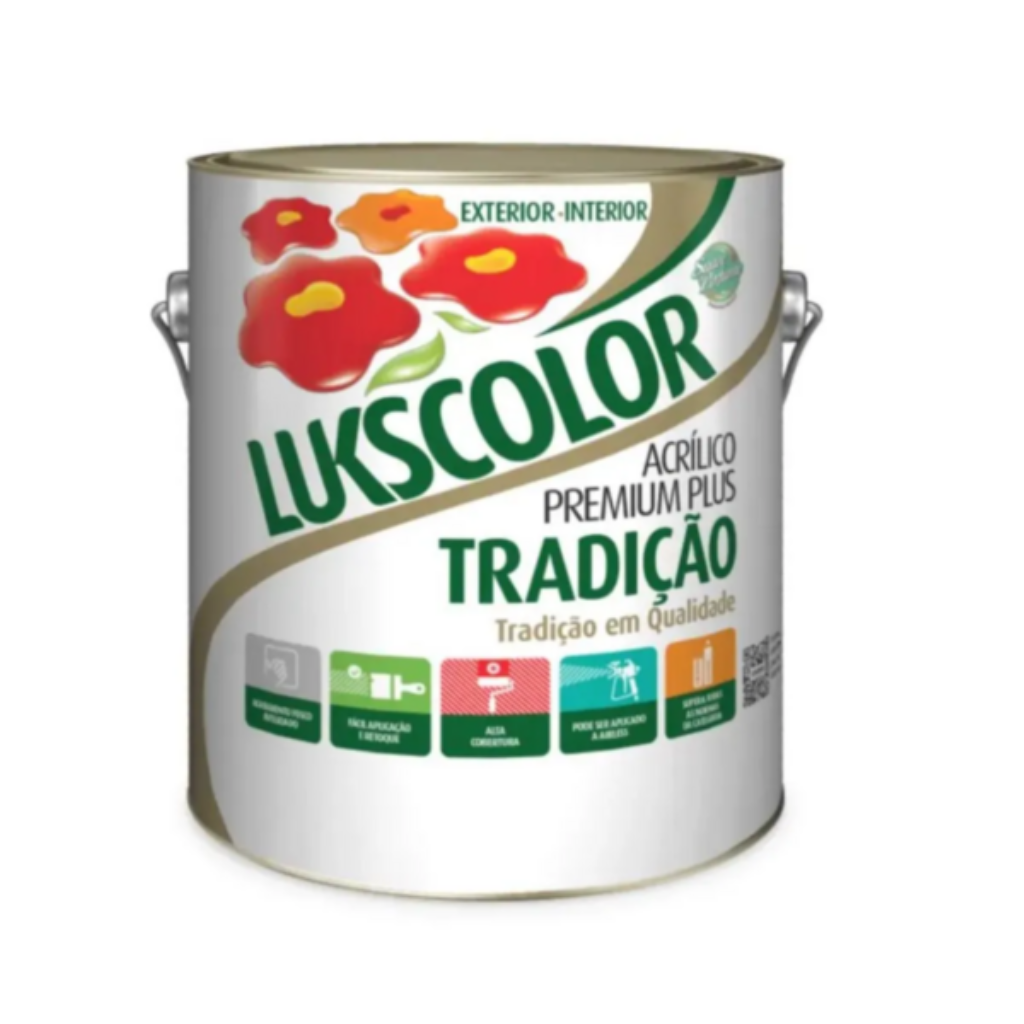 Tinta Latex Lukscolor Tradição Acrílico Premium Fosco Branco 3,6L – Máxima Cobertura e Lavabilidade