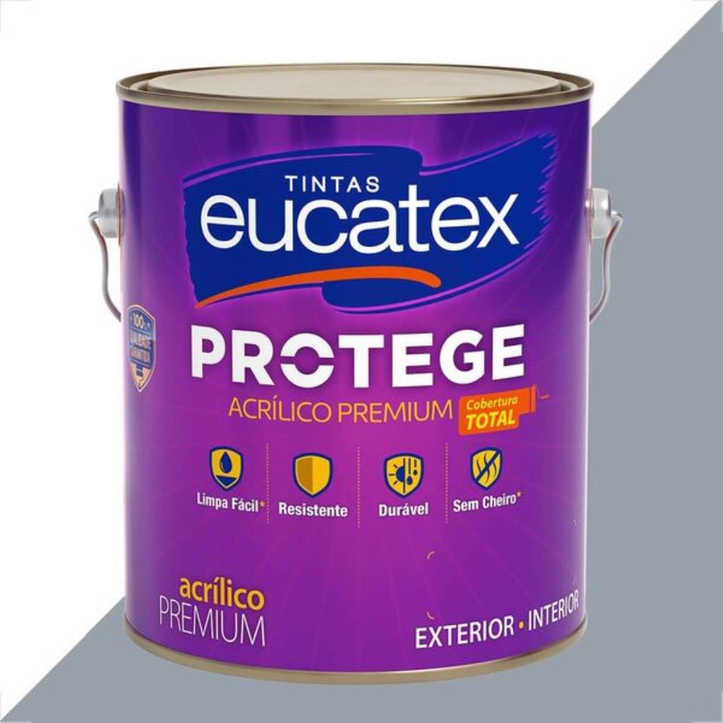 Tinta Latex Eucatex Protege Acrílico Premium Fosco Cinza Prata 3,6L – Proteção e Acabamento Sofisticado
