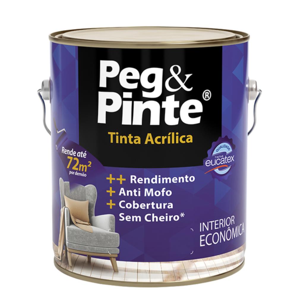 Tinta Acrílica Eucatex Peg & Pinte Interior Branco Neve 3,6L – Economia e Qualidade para Ambientes Internos