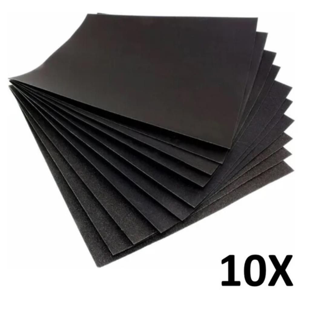 Kit 10 Lixas D'água Grão 80 – 23cm x 28cm – Desbaste Pesado e Nivelamento