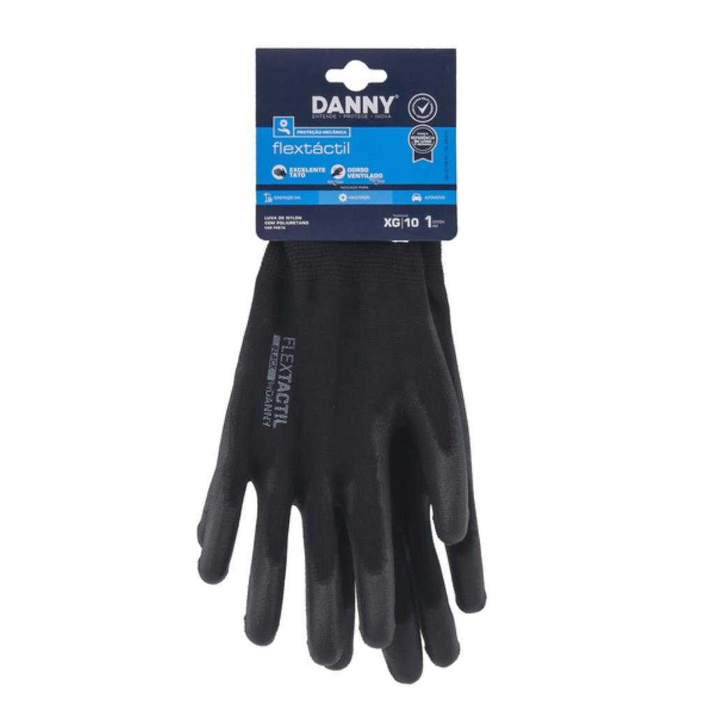 Luva de Proteção Flextáctil Danny Nylon e Poliuretano (PU) – Tamanho XG com CA