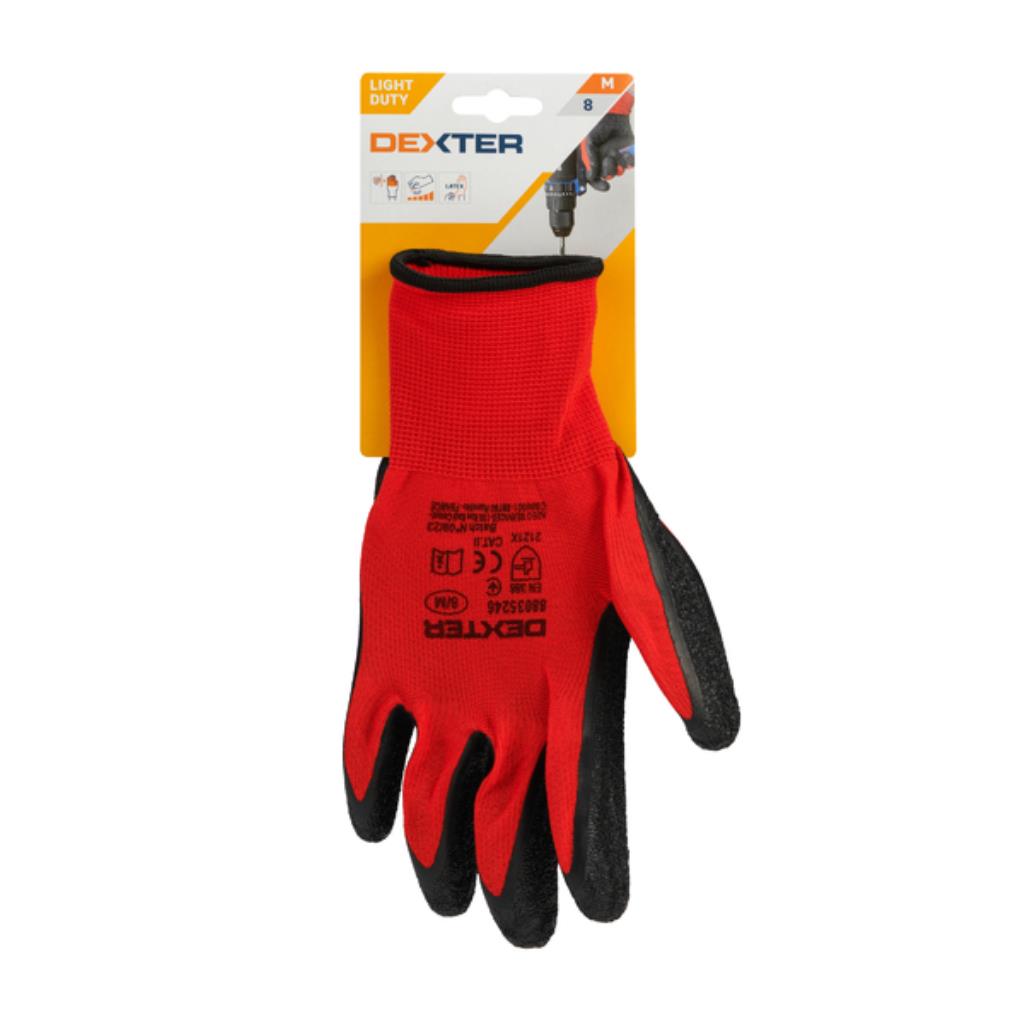 Luva de Proteção Mecânica Dexter Látex e Nylon – Tamanho M com CA