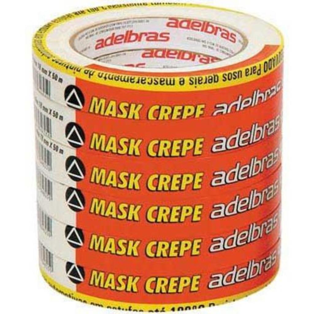 Fita Crepe 18mm x 50m Adelbras 710 Mask – Pacote com 06 Unidades