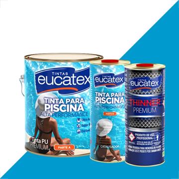 Kit Tinta para Piscina Eucatex Epóxi Premium Azul Celeste Brilhante – Com Catalisador e Diluente PU