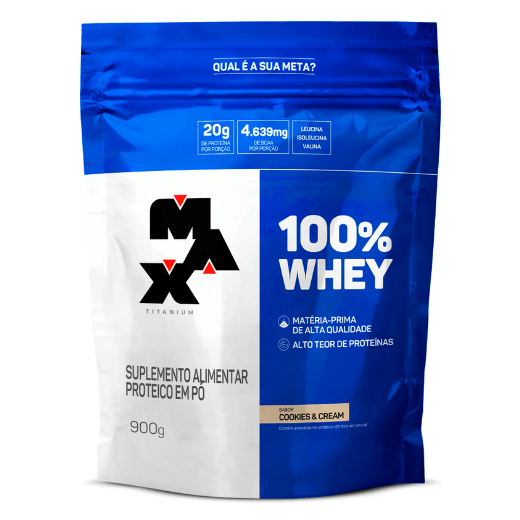 100% WHEY 900G REFIL SABOR COOKIES & CREAM MAX TITANIUM