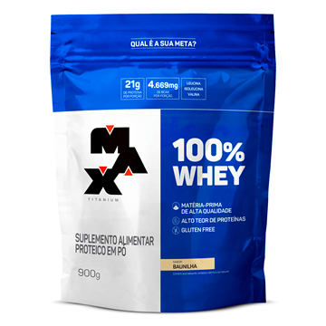 100% WHEY 900G REFIL SABOR BAUNILHA MAX TITANIUM