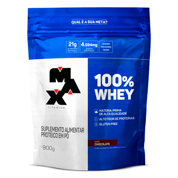 100% WHEY 900G REFIL SABOR CHOCOLATE MAX TITANIUM