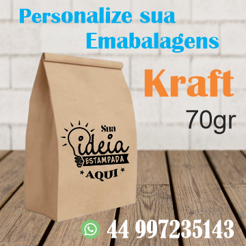 KIT 100 SACO KRAFT 70gr 34x24x14,5cm